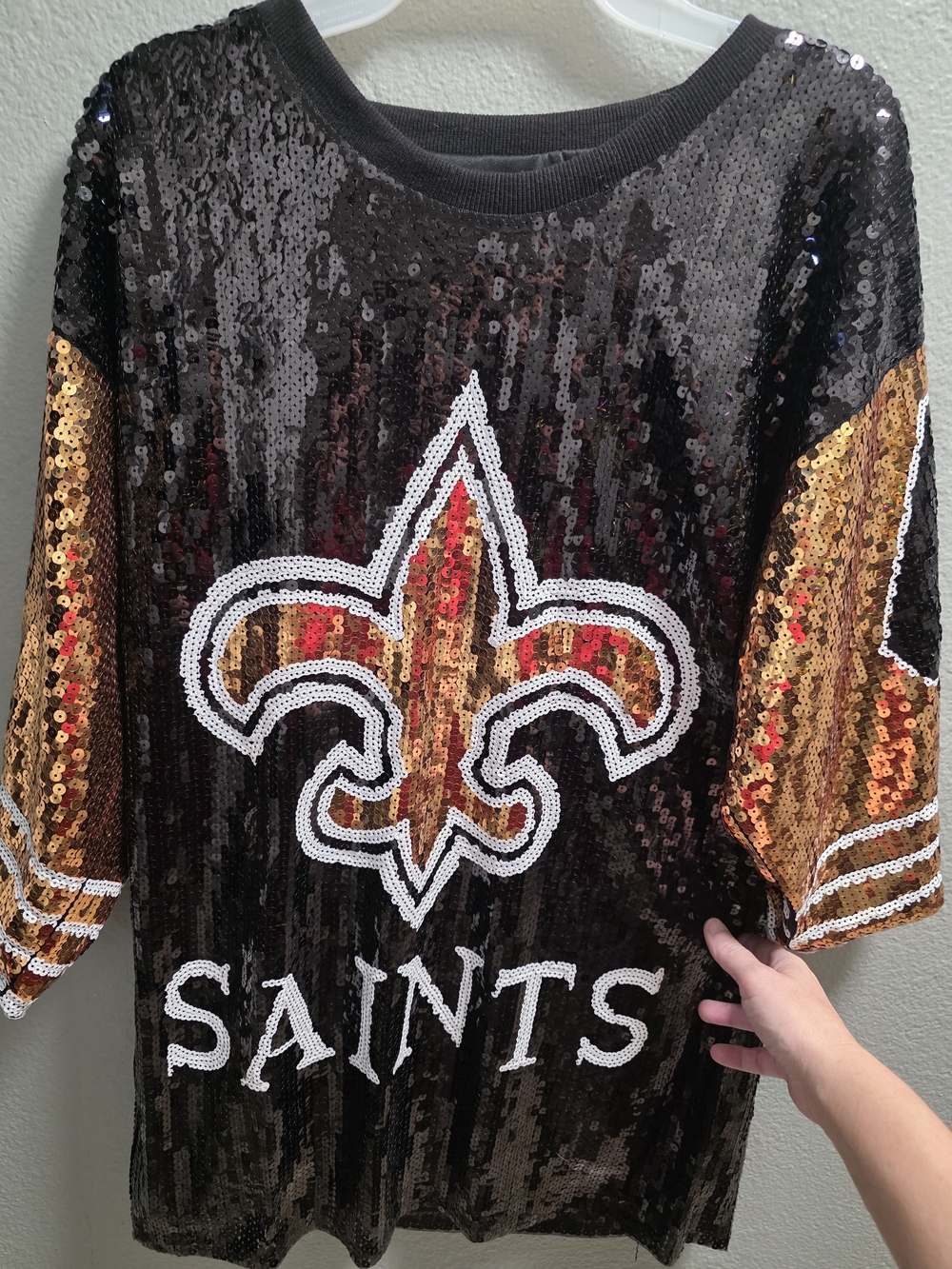 Who Dat Alvin Kamara Black & Gold Sequin Jersey Dress / Too #41 Sequin